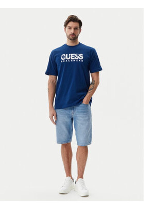 Guess T-Shirt F5GI11 I3Z14 Niebieski Oversize. Kolor: niebieski. Materiał: bawełna