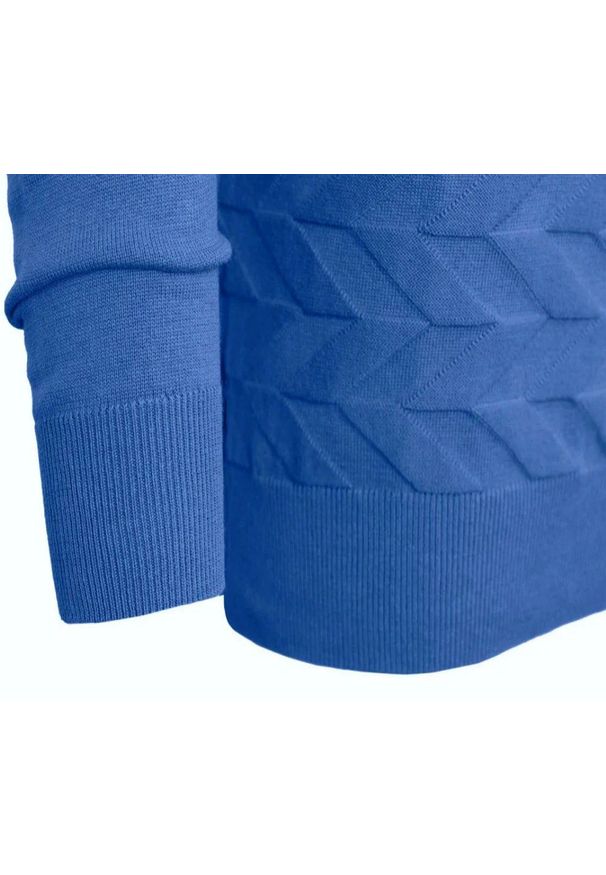 Bawełniany Sweter Pako Jeans - Okrągły Dekolt - Niebieski. Kolor: niebieski. Materiał: bawełna. Styl: klasyczny
