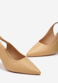 Renee - Jasnobrązowe Sandały na Szpilce z Wiązanymi Rzemykami i Cyrkoniami Jenglla. Kolor: brązowy. Obcas: na szpilce. Styl: wizytowy, elegancki #6