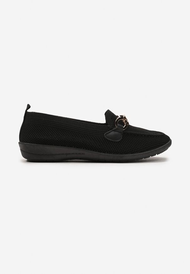 Born2be - Czarne Półbuty z Elastyczną Cholewką i Elegancką Klamerką Naelle. Kolor: czarny. Szerokość cholewki: normalna. Styl: elegancki