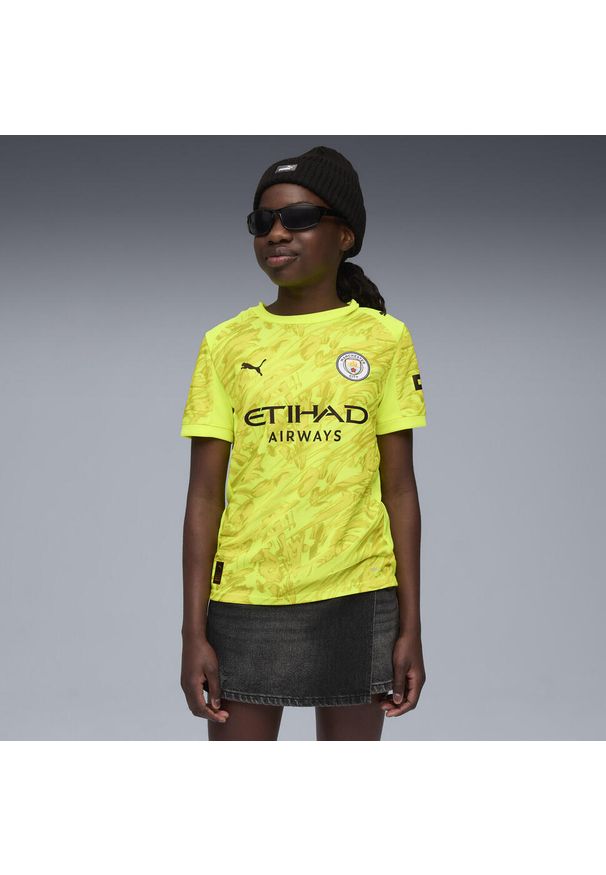 Puma - Młodzieżowa koszulka bramkarska Manchester City 25/26 PUMA Yellow Alert. Kolor: żółty. Materiał: tkanina. Sport: piłka nożna
