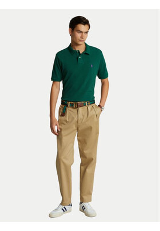 Polo Ralph Lauren Polo 710782592016 Zielony Custom Slim Fit. Typ kołnierza: polo. Kolor: zielony. Materiał: bawełna