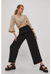 only - Only Spodnie damskie kolor czarny fason culottes high waist. Stan: podwyższony. Kolor: czarny. Materiał: tkanina
