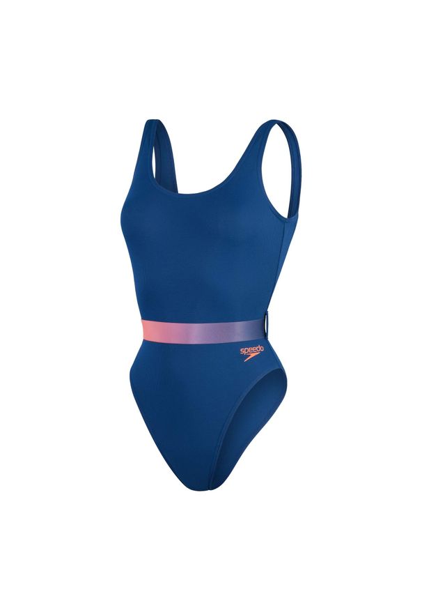 Strój kąpielowy damski Speedo Belted Deep. Kolor: różowy, niebieski, wielokolorowy. Materiał: poliester, lycra