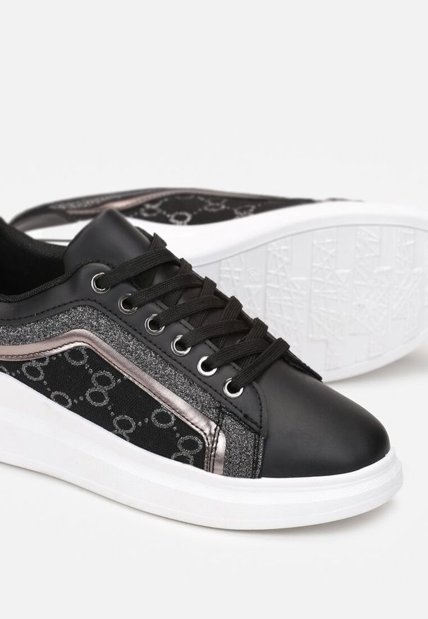 Born2be - Czarne Sneakersy z Metalicznymi Wstawkami Arlen. Kolor: czarny
