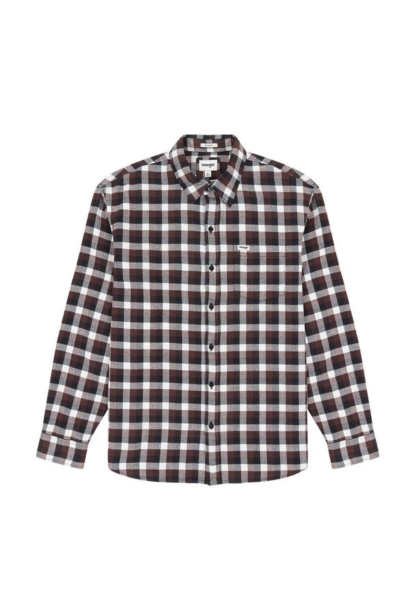 Wrangler - WRANGLER 1 PKT SHIRT MĘSKA KOSZULA MATERIAŁOWA W KRATKĘ KRATA DŁUGI RĘKAW W5D6LAH45. Materiał: materiał. Długość rękawa: długi rękaw. Długość: długie. Wzór: kratka