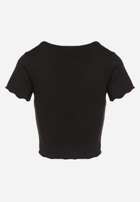 Born2be - Czarny Bawełniany T-shirt o Dopasowanym Kroju z Guzikami Filareina. Okazja: na co dzień. Kolor: czarny. Materiał: bawełna. Styl: klasyczny, elegancki, casual #7