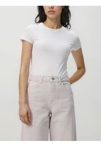 Reserved - T-shirt slim fit - biały. Kolor: biały. Materiał: dzianina, bawełna