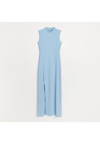 Reserved - Sukienka z prążkowanej dzianiny - Niebieski. Kolor: niebieski. Materiał: dzianina, prążkowany #1