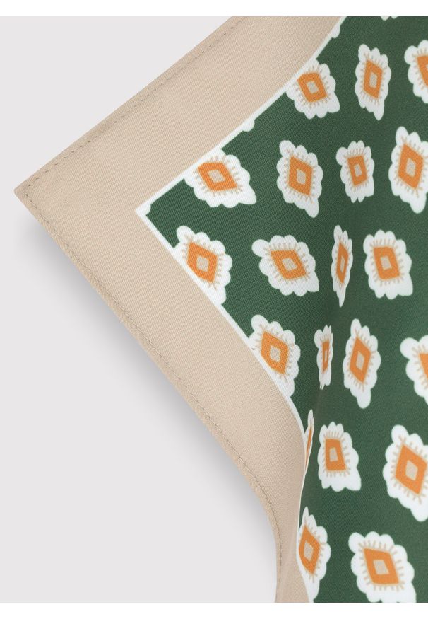 Pako Lorente - PAKO LORENTE – Zielona poszetka męska ze wzorem na całej powierzchni. Kolor: zielony. Materiał: poliester