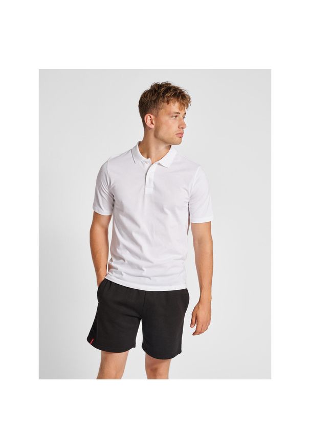 Polo Hummel Red Classic. Typ kołnierza: polo. Kolor: biały. Materiał: bawełna, tkanina