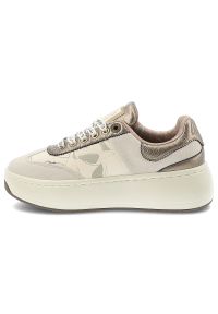 Sneakersy damskie Anekke, cholewka ze skóry naturalnej sznurowane na solidnej podeszwie, beżowe, 42370-491. Okazja: na co dzień. Zapięcie: sznurówki. Kolor: beżowy. Materiał: skóra. Szerokość cholewki: normalna. Wzór: nadruk #6