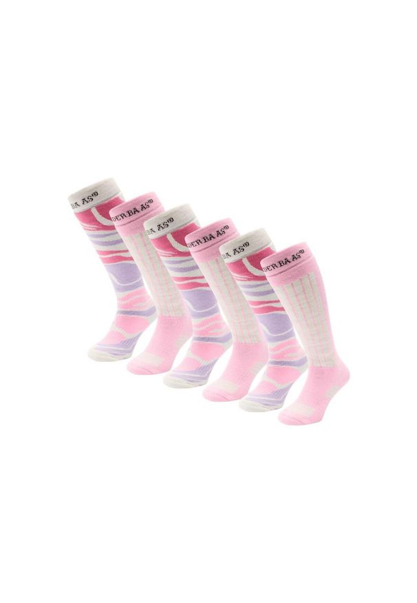 POEDERBAAS - Skarpety narciarskie - Damskie - 6 par - Powder Rose. Kolor: różowy. Materiał: wełna. Sport: narciarstwo