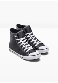 Wysokie sneakersy bonprix czarny. Kolor: czarny. Materiał: skóra #4