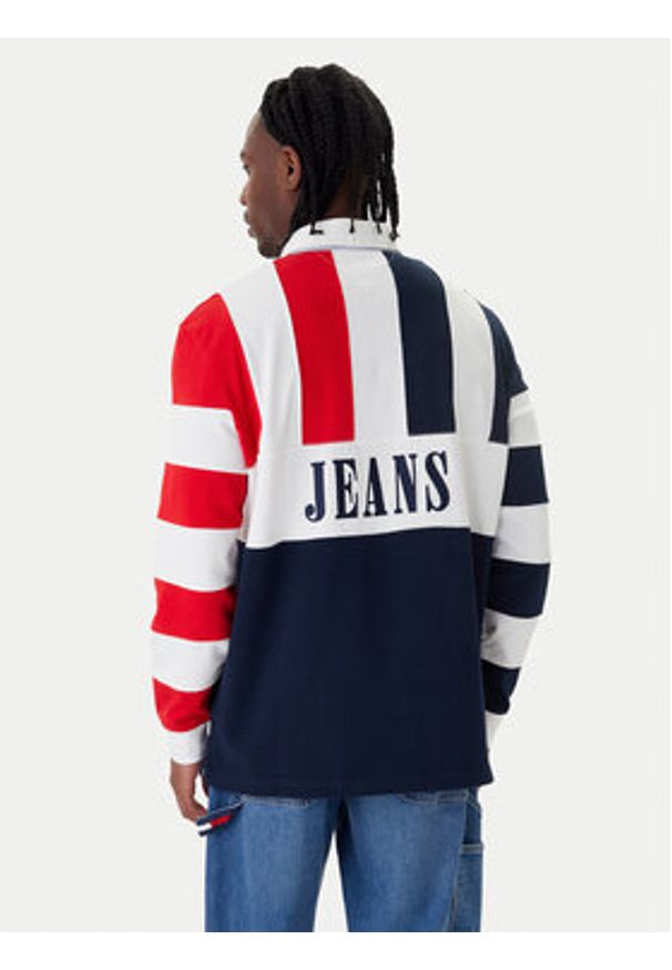 Tommy Jeans Polo Archive Rugby DM0DM23054 Granatowy Relaxed Fit. Typ kołnierza: polo. Kolor: niebieski. Materiał: bawełna