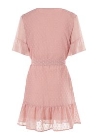 Born2be - Różowa Sukienka Acalopei. Okazja: na imprezę. Typ kołnierza: dekolt w serek. Kolor: różowy. Materiał: materiał, tkanina. Typ sukienki: trapezowe. Styl: wizytowy. Długość: mini #4