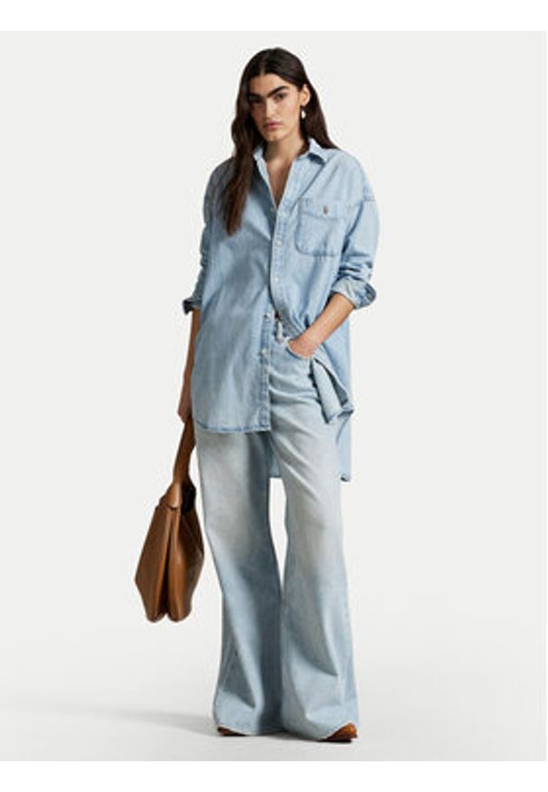 Polo Ralph Lauren Koszula jeansowa 211964726001 Niebieski Oversize. Typ kołnierza: polo. Kolor: niebieski. Materiał: bawełna