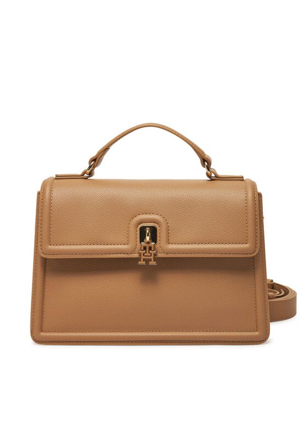 TOMMY HILFIGER - Tommy Hilfiger Torebka Th Eternity Mini Satchel AW0AW17176 Beżowy. Kolor: beżowy. Materiał: skórzane