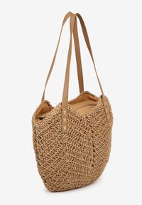 Born2be - Ciemnobeżowa Torebka na Ramię z Plecionki w Stylu Boho Liramirae. Kolor: beżowy. Sezon: lato. Styl: boho. Rodzaj torebki: na ramię
