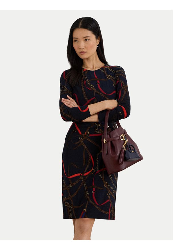 Lauren Ralph Lauren - LAUREN RALPH LAUREN Sukienka codzienna 200P03736001 Granatowy Slim Fit. Okazja: na co dzień. Kolor: niebieski. Materiał: syntetyk. Typ sukienki: proste. Styl: casual