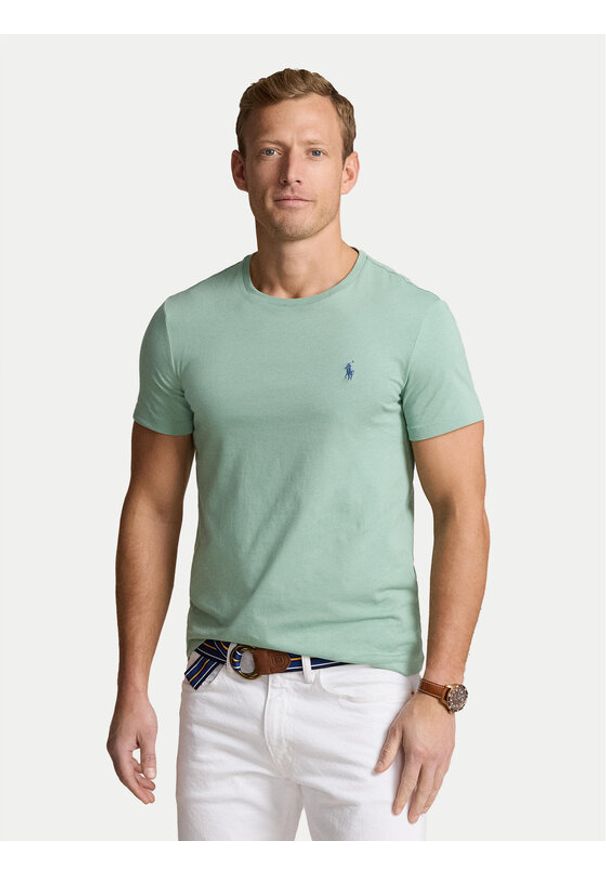 Polo Ralph Lauren T-Shirt 710671438375 Zielony Custom Slim Fit. Typ kołnierza: polo. Kolor: zielony. Materiał: bawełna