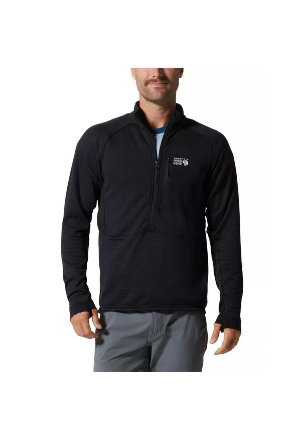 MOUNTAIN HARDWEAR - Męski sweter polarowy Mountain Hardwear Polartec Power Grid Half Zip. Kolor: czarny. Materiał: polar