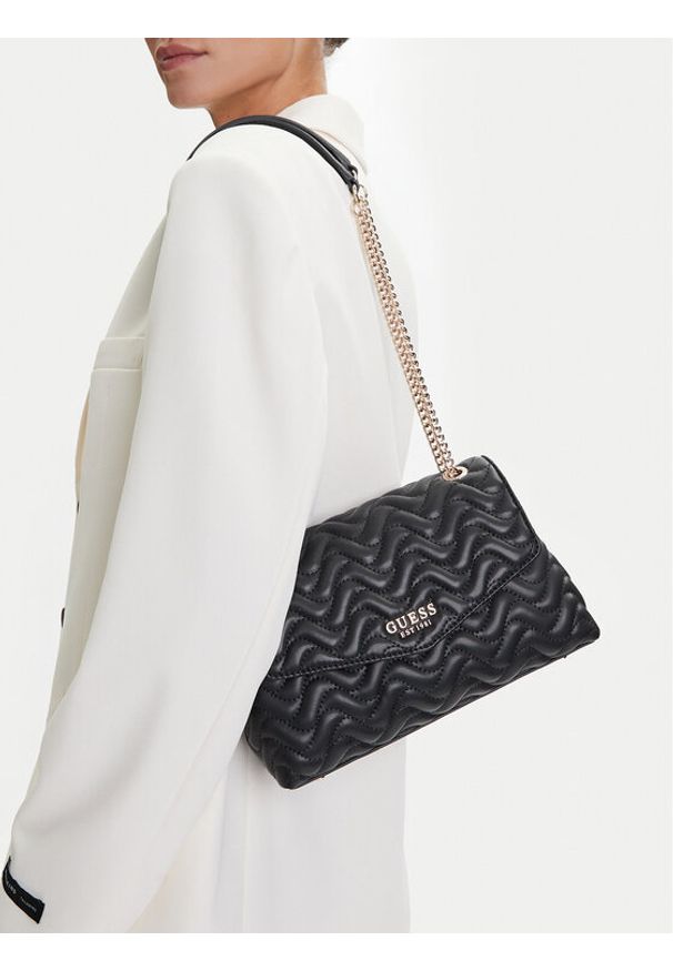 Guess Torebka Melisandra HWQG96 53210 Czarny. Kolor: czarny. Materiał: skórzane