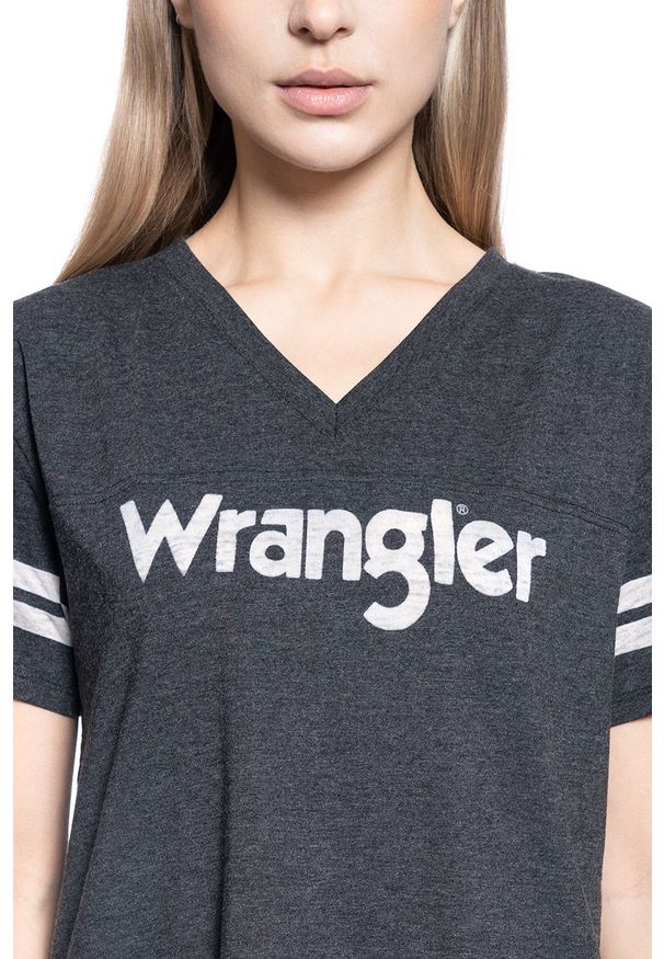 Wrangler - DAMSKI T-SHIRT WRANGLER V NECK DRAPE TEE BLACK W7P8E4100 112132066