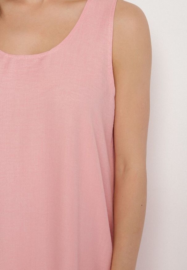 Born2be - Różowa Rozkloszowana Klasyczna Sukienka Lunetira. Okazja: na spacer, na co dzień. Kolor: różowy. Materiał: jeans. Typ sukienki: proste. Styl: klasyczny