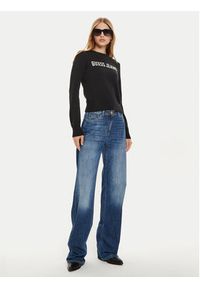 Guess Jeans Sweter W4BR10 Z3HM1 Czarny Regular Fit. Kolor: czarny. Materiał: bawełna