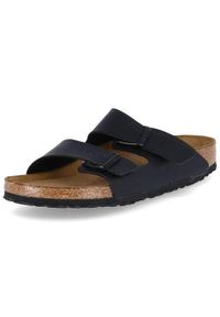 Klapki damskie Birkenstock Arizona. Zapięcie: bez zapięcia. Kolor: czarny. Materiał: materiał. Sport: turystyka piesza