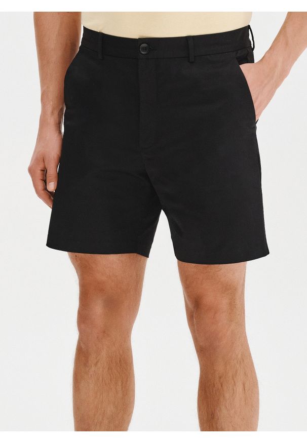 Pako Lorente - PAKO LORENTE - Czarne szorty męskie z bawełną. Kolor: beżowy, czarny. Materiał: bawełna. Wzór: gładki. Sezon: lato