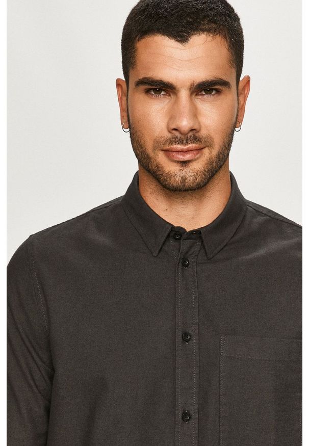 Dr. Denim - Koszula bawełniana. Okazja: na co dzień. Typ kołnierza: button down. Kolor: szary. Materiał: bawełna, denim. Styl: casual