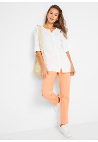 bonprix - Bluzka z domieszką lnu i rękawami 3/4. Kolor: biały. Materiał: len #2