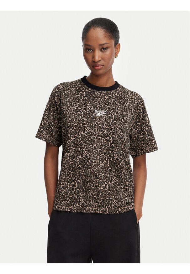 Reebok T-Shirt Elizieta RK25710CCW Brązowy Regular Fit. Kolor: brązowy. Materiał: bawełna