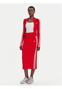 Adidas - adidas Bluza adicolor 3-Stripes JY2598 Czerwony Slim Fit. Kolor: czerwony. Materiał: wiskoza #3