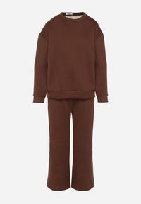 Born2be - Brązowy Bawełniany Komplet Dresowy Oversize z Ociepleniem Bluza i Spodnie Cantila. Kolor: brązowy. Materiał: dresówka, bawełna. Sport: turystyka piesza #5