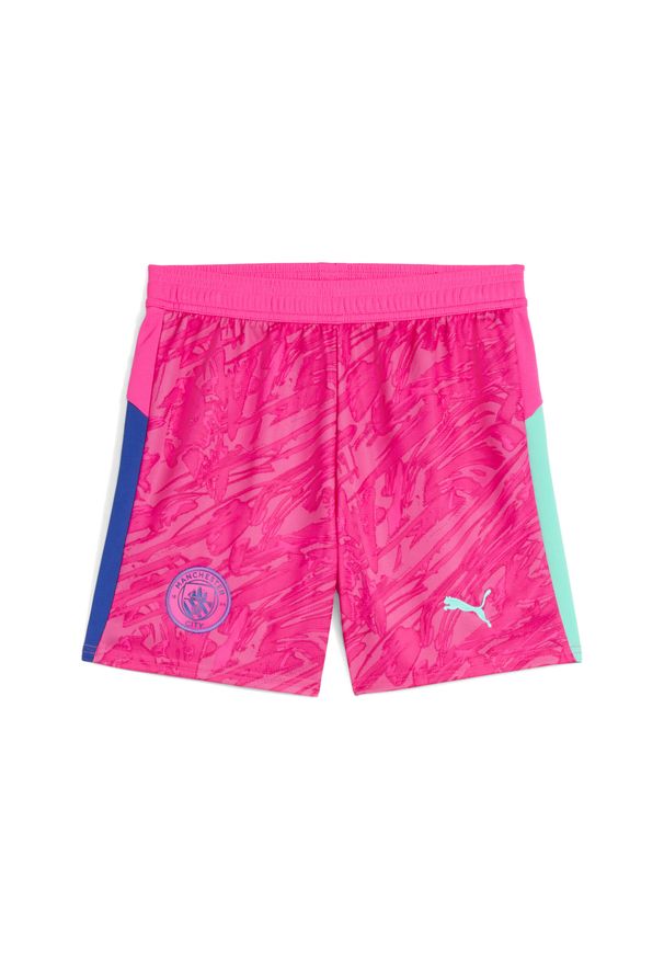 Puma - Młodzieżowe szorty bramkarskie Manchester City 25/26 PUMA. Kolor: różowy. Materiał: tkanina. Sport: piłka nożna
