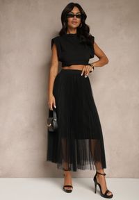 Renee - Czarna Rozkloszowana Spódnica z Tiulu w Kropki Folemia. Okazja: na co dzień. Kolor: czarny. Materiał: tiul. Wzór: kropki. Styl: elegancki, casual #5