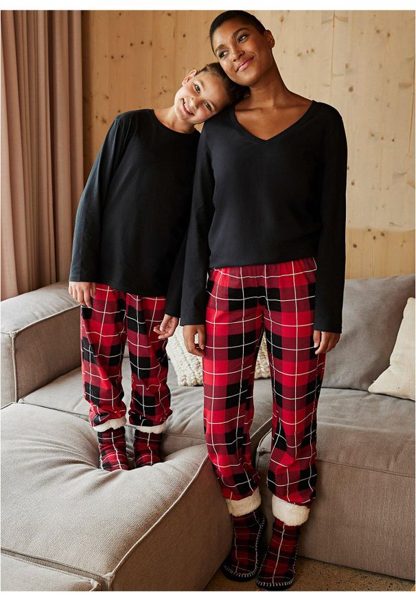 bonprix - Piżama z czystej bawełny organicznej (3 części). Kolor: czerwony. Materiał: bawełna