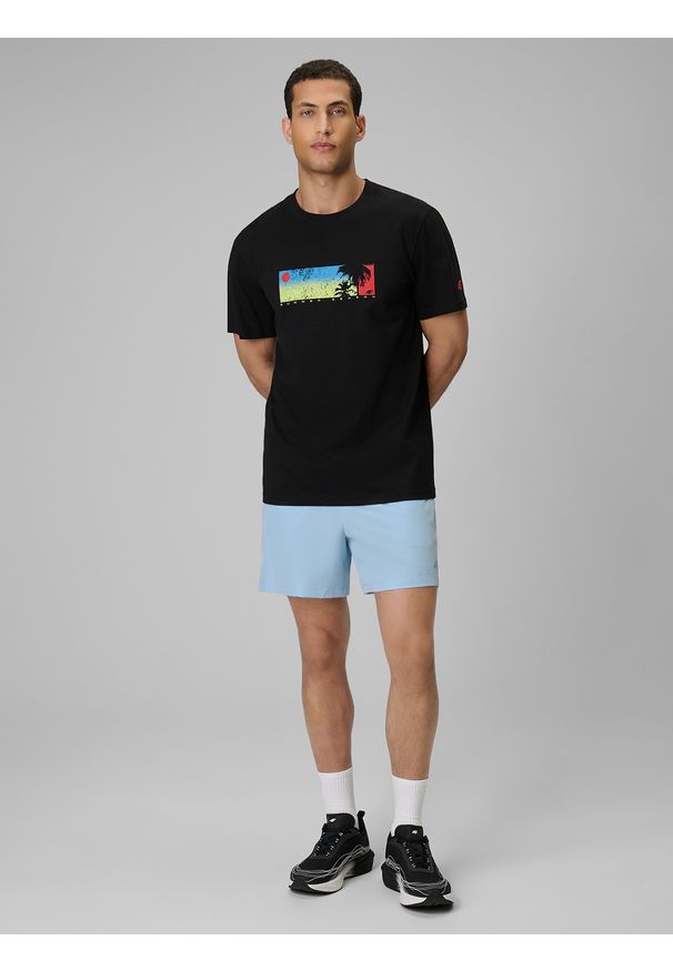 4f - 4F T-shirt regular z nadrukiem męski - czarny M. Okazja: na co dzień. Kolor: czarny. Materiał: materiał, bawełna, dzianina. Wzór: nadruk. Styl: sportowy, klasyczny, casual