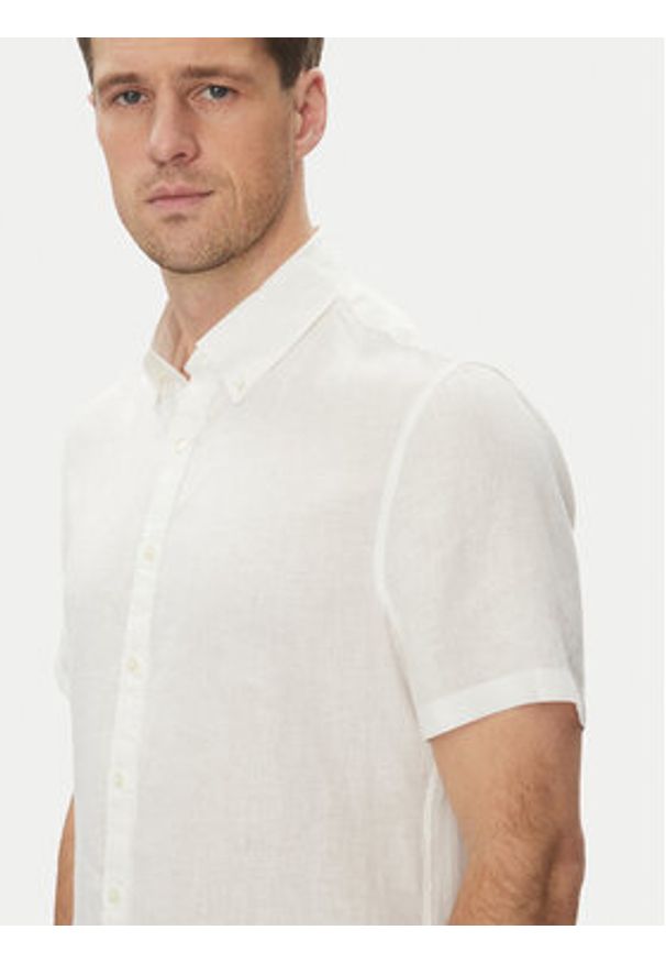 Michael Kors Koszula CS1400I4YT Biały Slim Fit. Kolor: biały. Materiał: len