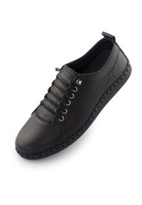 ENELL - Eleganckie skórzane trampki Nell dla kobiet - Komfort i styl. Kolor: czarny. Materiał: skóra