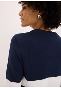 bonprix - Kardigan z bawełny. Kolor: niebieski. Materiał: bawełna. Wzór: gładki, paski. Styl: elegancki #2