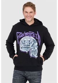 Philipp Plein - PHILIPP PLEIN Czarna bluza męska z kapturem skull, Rozmiar L. Typ kołnierza: kaptur. Kolor: czarny