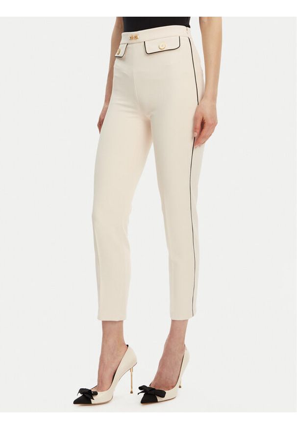 Elisabetta Franchi Spodnie materiałowe PA-T71-51E2-V360 Écru Regular Fit. Materiał: syntetyk