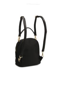 Kazar - Czarny mały plecak z tkaniny i skóry 2w1. Kolor: czarny. Materiał: tkanina, skóra #6