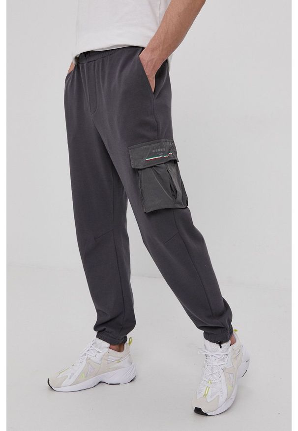Diadora - Spodnie. Okazja: na co dzień. Kolor: szary. Materiał: dzianina, bawełna. Styl: casual