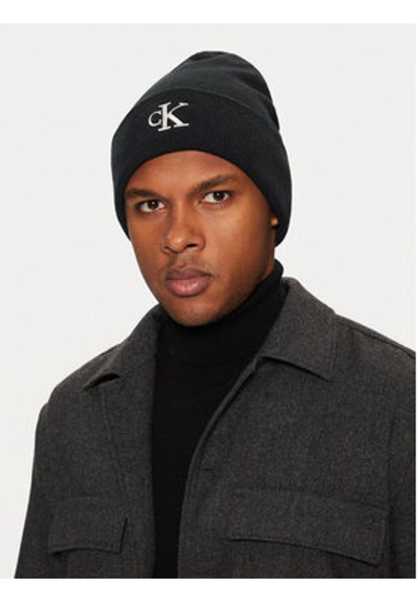 Calvin Klein Czapka Monogram Embro Beanie K50K512145 Szary. Kolor: szary. Materiał: materiał, poliester