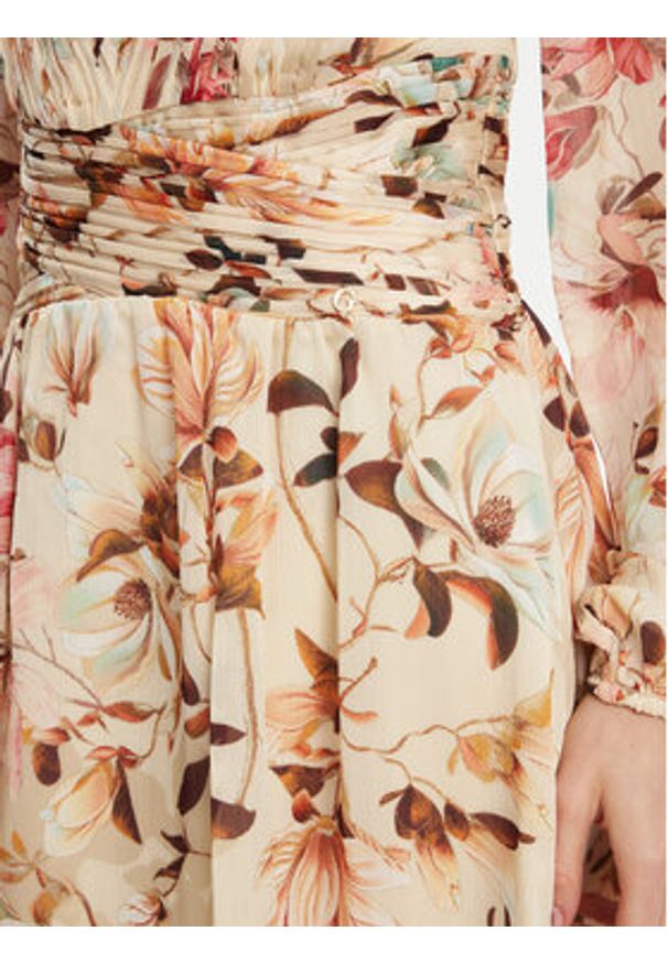 Guess Sukienka koktajlowa W5YK20 WDW82 Beżowy Regular Fit. Kolor: beżowy. Materiał: syntetyk. Styl: wizytowy
